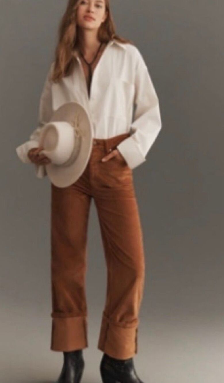 Pilcro Scotty Cuffed high rise straight leg corduroy pants Women’s Size 27